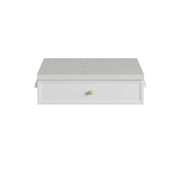 Bellshire 24" Drawer Unit, Bright White w/ 3 CM Lime Delight Silestone Top