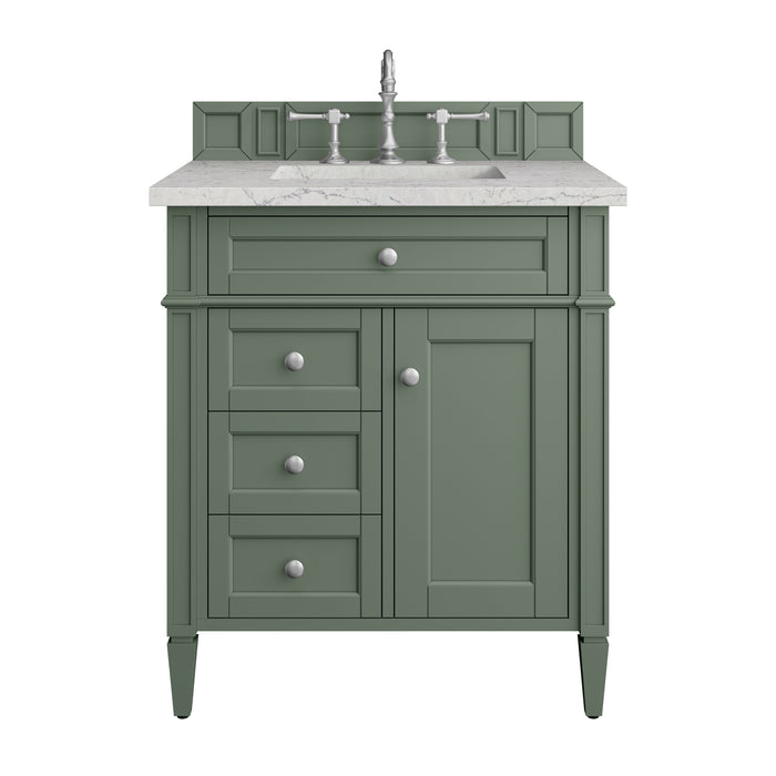 Brittany 30" Single Vanity, Smokey Celadon w/ 3 CM Eternal Jasmine Pearl Top