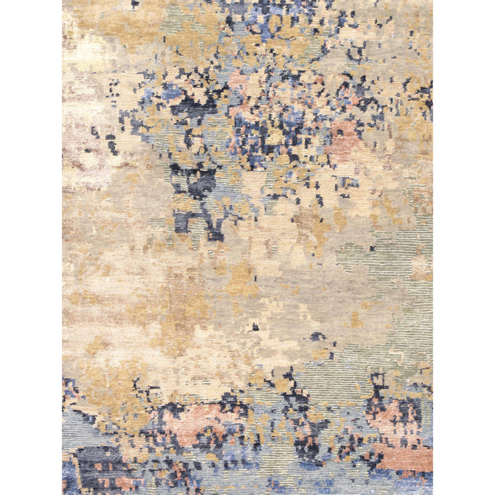 Pasargad Home Modern Collection Hand-Knotted Beige Silk & Wool Area Rug- 8'11" X 11'11" PBSH-62 9x12