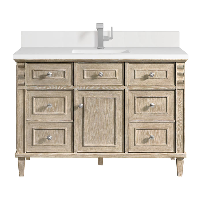 Lorelai 48" Single Vanity, Light Natural Oak w/ 3 CM Victorian Silver Silestone Top w/FreePower Wireless Charger