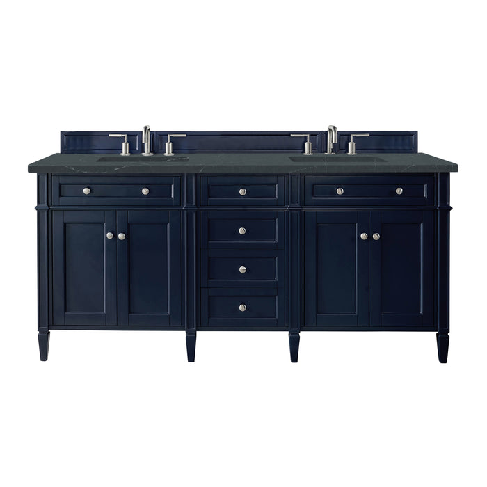 Brittany 72" Double Vanity, Urban Gray, w/ 3 CM Siberian Silestone Top