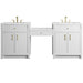 Bellshire 84" Dual Vanity Set with 24" Make-Up Counter, Bright White w/3 cm White Zeus Silestone Top