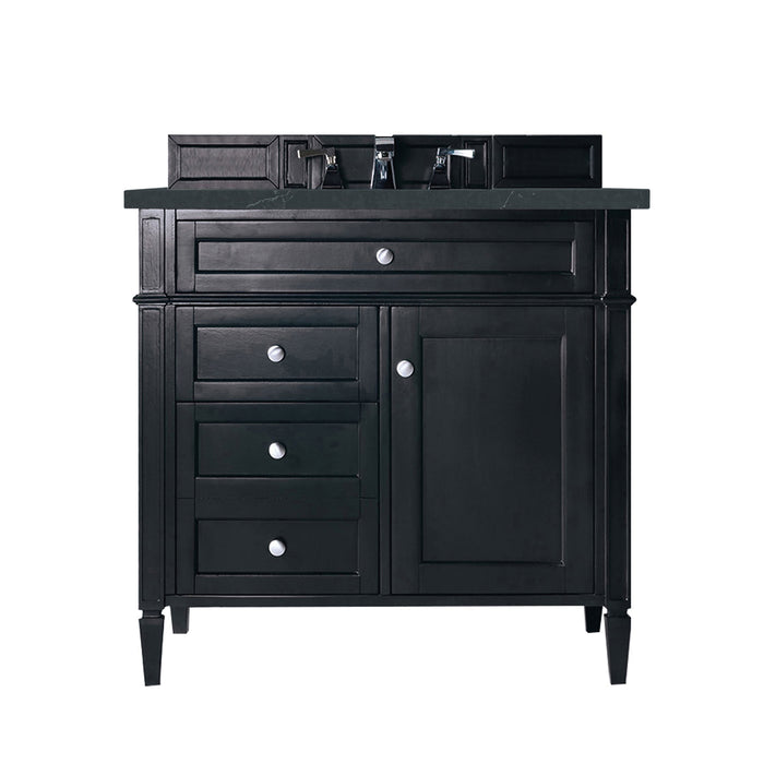 Brittany 36" Single Vanity, Black Onyx w/ 3 CM Charcoal Soapstone Silestone Top