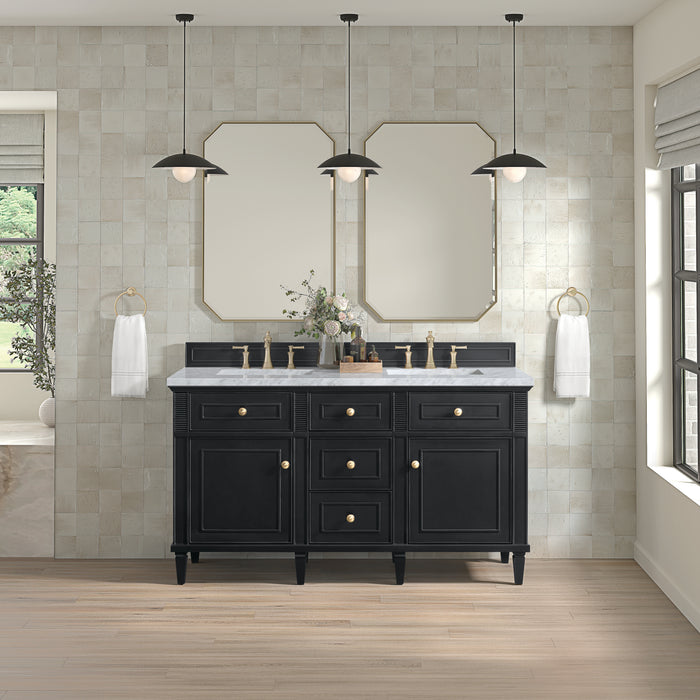 Lorelai 60" Double Vanity, Mid-Century Walnut w/ 3 CM White Zeus Silestone Top