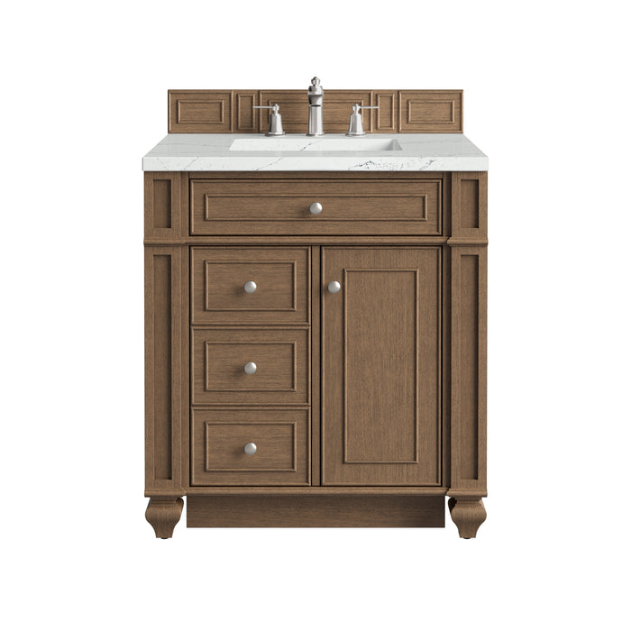 Bristol 30" Single Vanity, Saddle Brown w/ 3 CM Ethereal Noctis Silestone Top