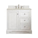 De Soto 36" Single Vanity, Bright White, w/ 3 CM Siberian Silestone Top
