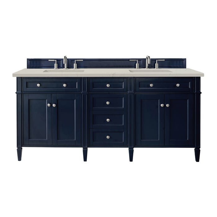 Brittany 72" Double Vanity, Urban Gray w/ 3 CM Eternal Jasmine Pearl Silestone Top w/FreePower Wireless Charger