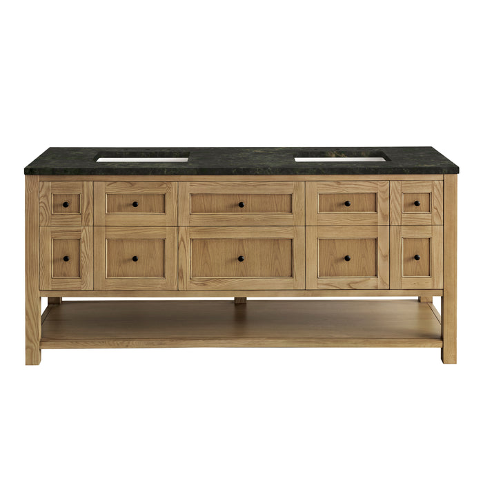 Breckenridge 72" Double Vanity, Light Natural Oak w/ 3 CM Carrara Marble Top