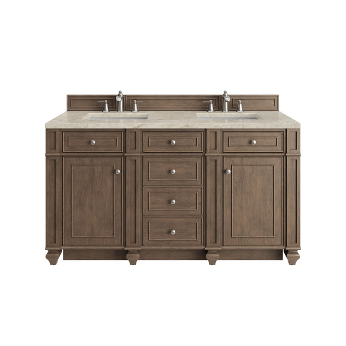 Bristol 60" Double Vanity, Whitewashed Walnut w/ 3 CM Lime Delight Silestone Top