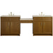 Bellshire 96" Dual Vanity Set with 24" Make-Up Counter, Honey Oak w/3 cm Tajnar Eclos Top