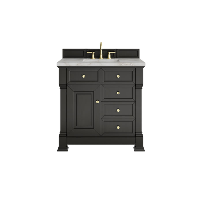 Brookfield 36" Single Vanity, Black Onyx w/ 3 CM Victorian Silver Silestone Top