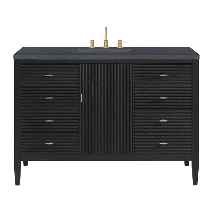 Myrrin 48" Single Vanity, Bright White w/ 3 CM Parisien Bleu Silestone Top w/FreePower Wireless Charger