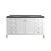 Chicago 60" Double Vanity, Glossy White, w/ 3 CM Charcoal Soapstone Silestone® Top