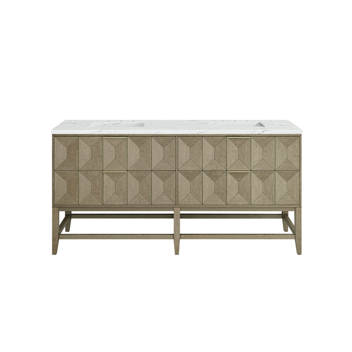 Emmeline 72" Double Vanity, Pebble Oak w/ 3 CM Ethereal Noctis Top