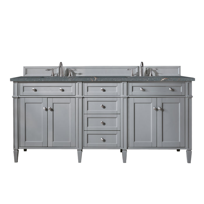 Brittany 72" Double Vanity, Urban Gray w/ 3 CM Ethereal Noctis Silestone Top