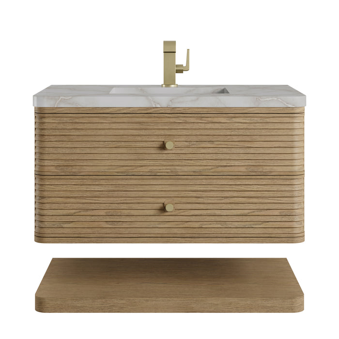 Allamari 36" Single Vanity, Dune Mist w/ Single Hole 3 CM Victorian Silver Silestone Top