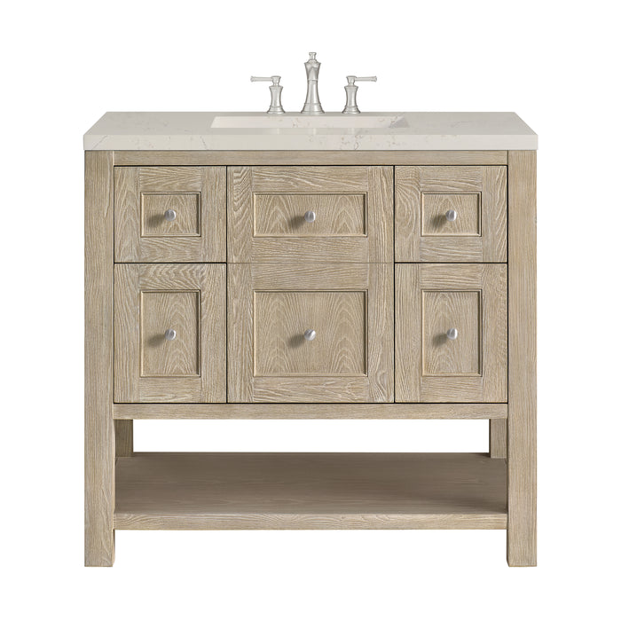 Breckenridge 36" Single Vanity, Whitewashed Oak, w/ 3 CM Siberian Silestone Top
