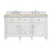 Lorelai 60" Double Vanity, Bright White w/ 3 CM Eternal Jasmine Pearl Silestone Top