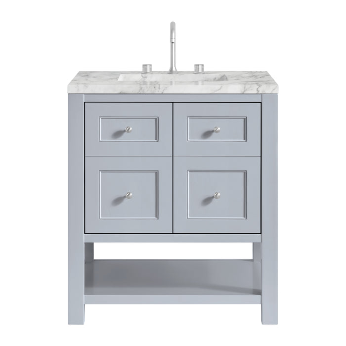 Breckenridge 30" Single Vanity, Serenity Blue, w/ 3 CM Carrara Marble Top