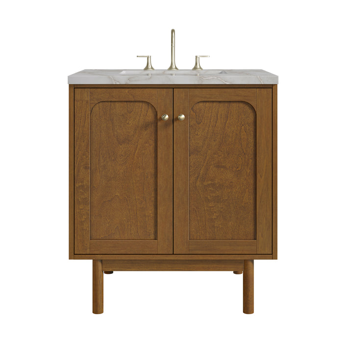 Laurent 30" Single Vanity, Honey Oak w/ 3 CM Victorian Silver Silestone Top