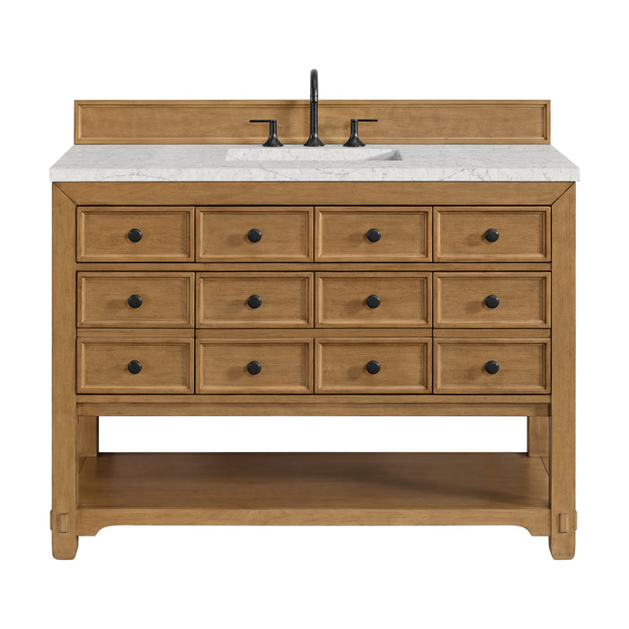 Malibu 48" Single Vanity, Amber Birch w/ 3 CM Eternal Jasmine Pearl Silestone Top