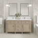 James Martin Lorelai 60" Double Bathroom Vanity in Whitewashed Oak, shown in a bathroom setting
