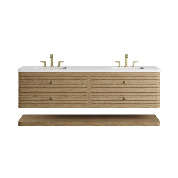 Allamari 72" Double Vanity, Dune Mist w/ 3 CM Siberian Silestone Top