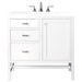 Addison 36" Single Vanity, Glossy White w/ 3 CM White Zeus Silestone Top