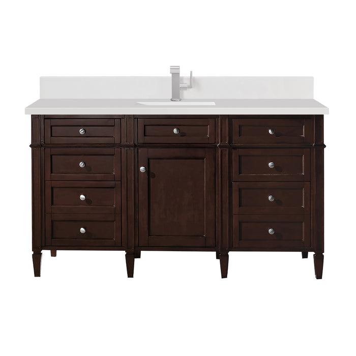Brittany 60" Single Vanity, Black Onyx, w/ 3 CM Tajnar Eclos Top w/FreePower Wireless Charger