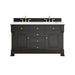 Brookfield 60" Double Vanity, Black Onyx,  w/ 3 CM White Zeus Silestone Top