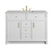 Bellshire 48" Single Vanity, Bright White w/ 3 CM Eternal Jasmine Pearl Silestone Top