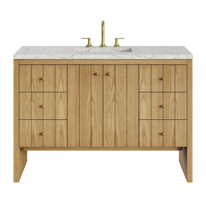 Hudson 48" Single Vanity, Honey Oak w/ 3 CM Siberian Silestone Top w/FreePower Wireless Charger