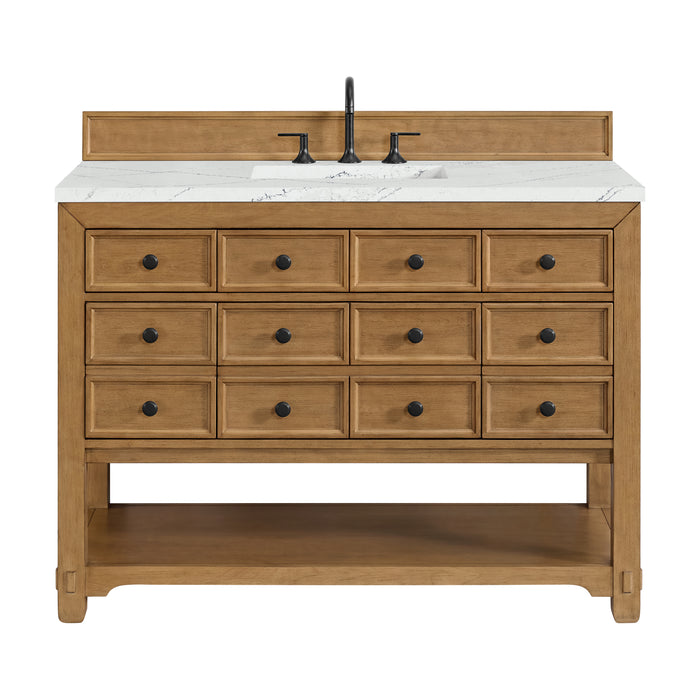 Malibu 48" Single Vanity, Amber Birch w/ 3 CM Ethereal Noctis Silestone Top