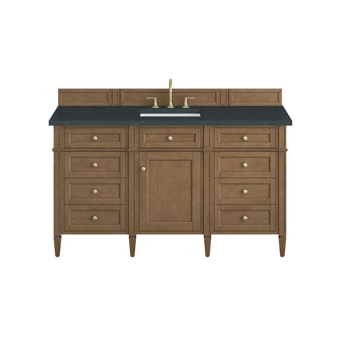 Brittany 60" Single Vanity, Bright White w/ 3 CM Parisien Bleu Silestone Top
