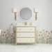 James Martin Celeste 36" Single Bathroom Vanity in Sunwashed Oak with Embossed Shagreen Drawer Fronts, shown in a bathroom setting