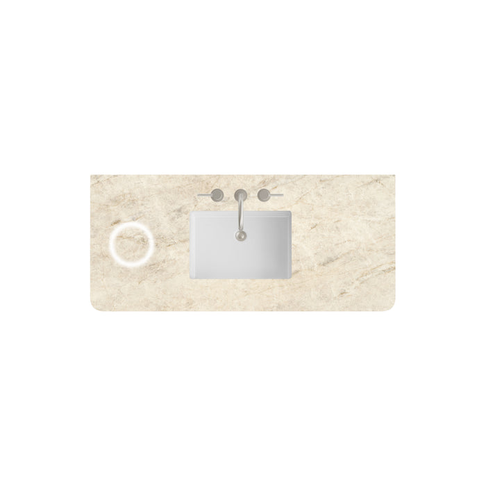 48" Single Radius Cut Top, Widespread 3CM Tajnar Eclos w/ Sink & FreePower Wireless Charger