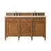 Brittany 60" Double Vanity, Saddle Brown w/ 3 CM Eternal Jasmine Pearl Silestone Top