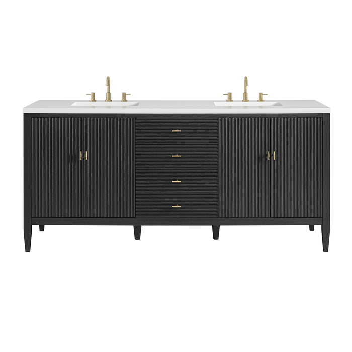 Myrrin 72" Double Vanity, Carbon Oak w/ 3 CM Parisien Bleu Silestone Top