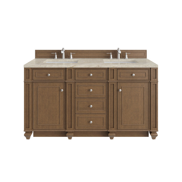 Bristol 60" Double Vanity, Saddle Brown, w/ 3 CM Phantome Eclos Top