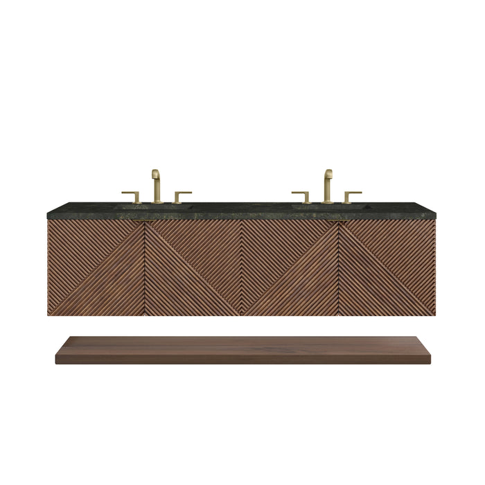 Marcello 72" Double Vanity, Chestnut, w/ 3 CM Phantome Eclos Top