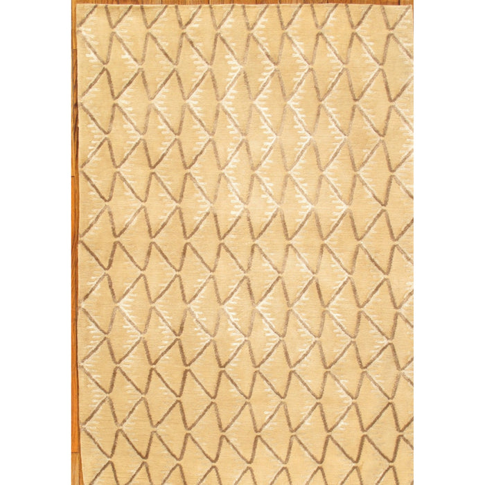 Pasargad Home Modern Collection Hand-Knotted Silk & Wool Beige Area Rug- 3'11" X 5' 9" PPC-3 4X6