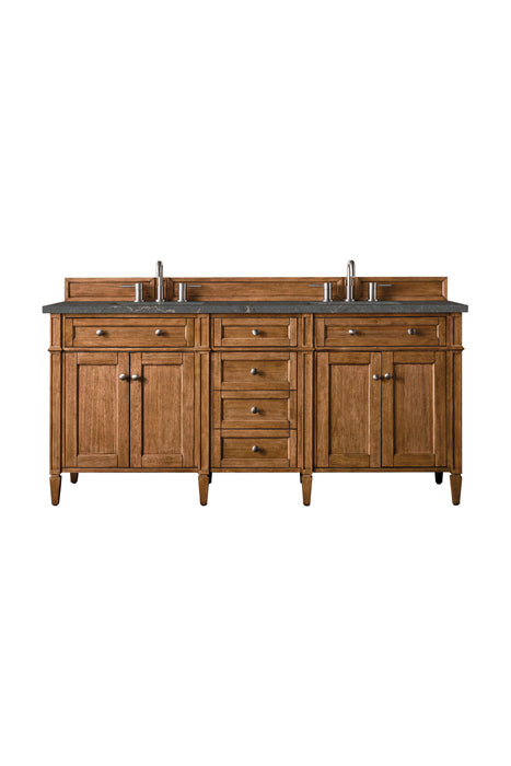 Brittany 72" Double Vanity, Saddle Brown w/ 3 CM Carrara Marble Top
