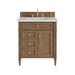 Brittany 30" Single Vanity, Pecan w/ 3 CM Eternal Jasmine Pearl Silestone Top