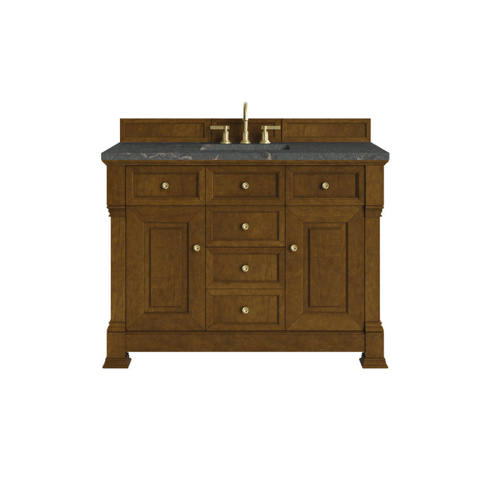 Brookfield 48" Single Vanity, Honey Oak w/ Single Hole 3 CM White Zeus Silestone Top & Backsplash
