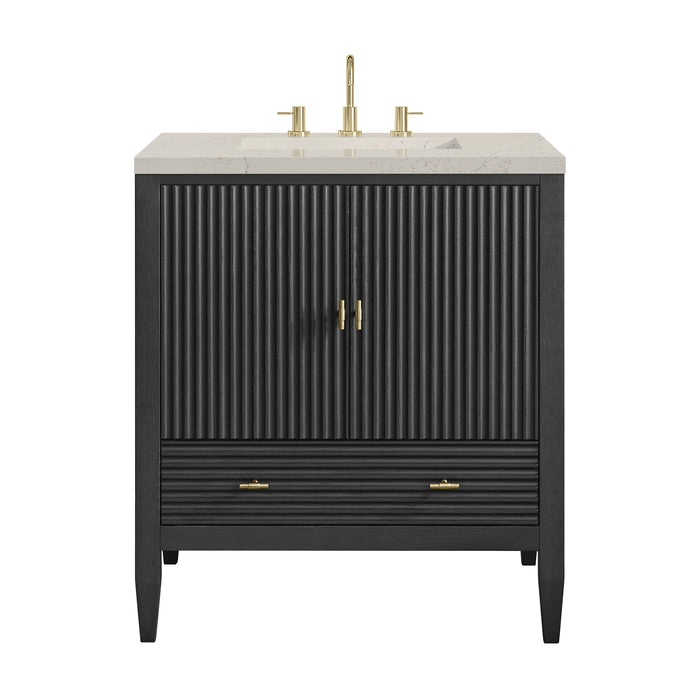 Myrrin 30" Single Vanity, Carbon Oak w/ 3 CM Siberian Silestone Top