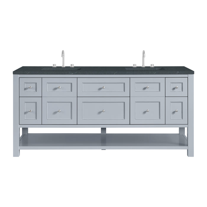Breckenridge 72" Double Vanity, Smokey Celadon w/ Single Hole 3 CM White Zeus Top & Backsplash