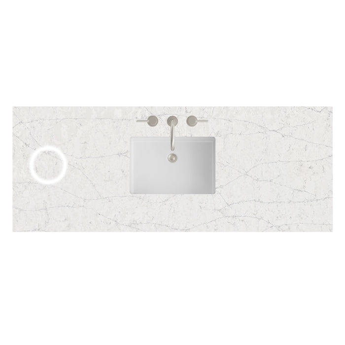 60" Single Top, 3 CM Eternal Jasmine Pearl Silestone w/ Sink & FreePower Wireless Charger