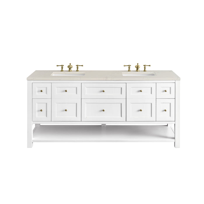 Breckenridge 72" Double Vanity, Bright White, w/ 3 CM Siberian Silestone Top