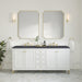 Chicago 72" Double Vanity, Walnut Whisper, w/ 3 CM Parisien Bleu Silestone® Top
