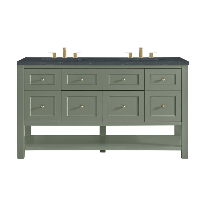 Breckenridge 60" Double Vanity, Light Natural Oak, w/ 3 CM Ethereal Noctis Quartz Top w/FreePower Wireless Charger